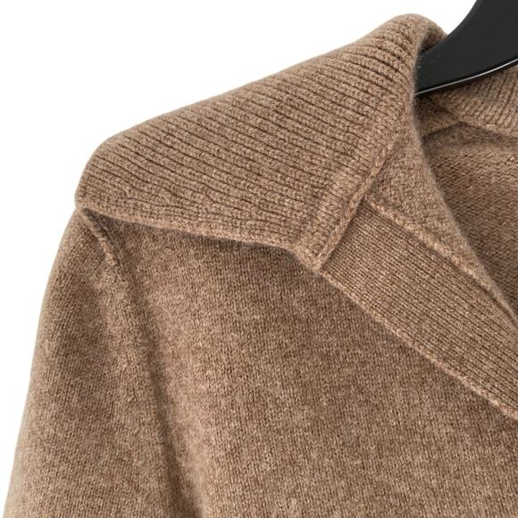 Vince Raglan Sleeve Polo Wool Cashmere Tan Heathered Chestnut Sweater size XS - Picture 5 of 9